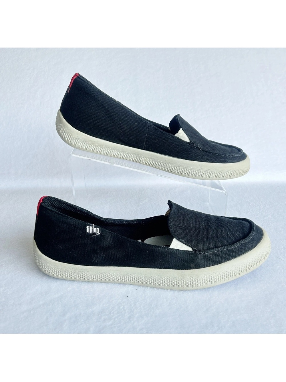 FitFlop Womens Shoes Sunny Size 11 Black Canvas Loafer Sneaker Slip On Shoes